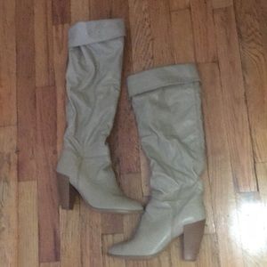 Knee-high tan leather boots